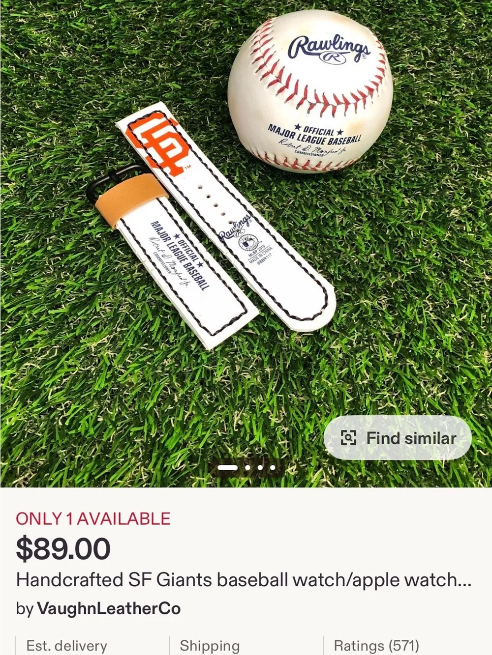 Handcrafted SF Giants baseball watch/apple watch strap